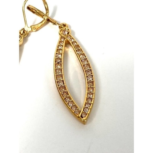 Joan Rivers Earrings Rhinestones Drops Dangles Gold Tone - Picture 8 of 8